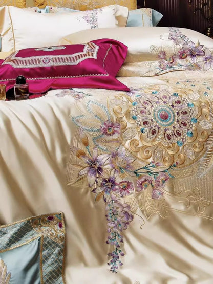 140s Silk Cotton Long-staple Cotton Embroidery Four Piece Home Textiles Set