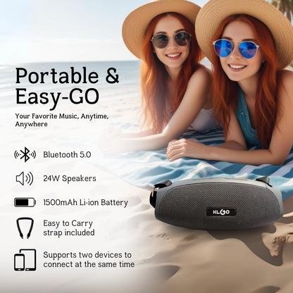 KLGO Waterproof Bluetooth Speaker | Gray