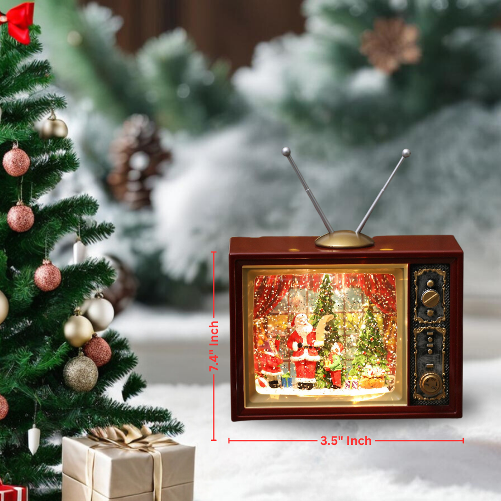 SINT Christmas Musical Retro Style TV Snow Globe Lantern