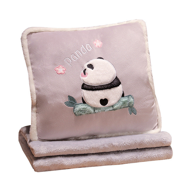 Cartoon Panda Back Three-in-one Four Seasons Universal Cushion Pillow Blanket