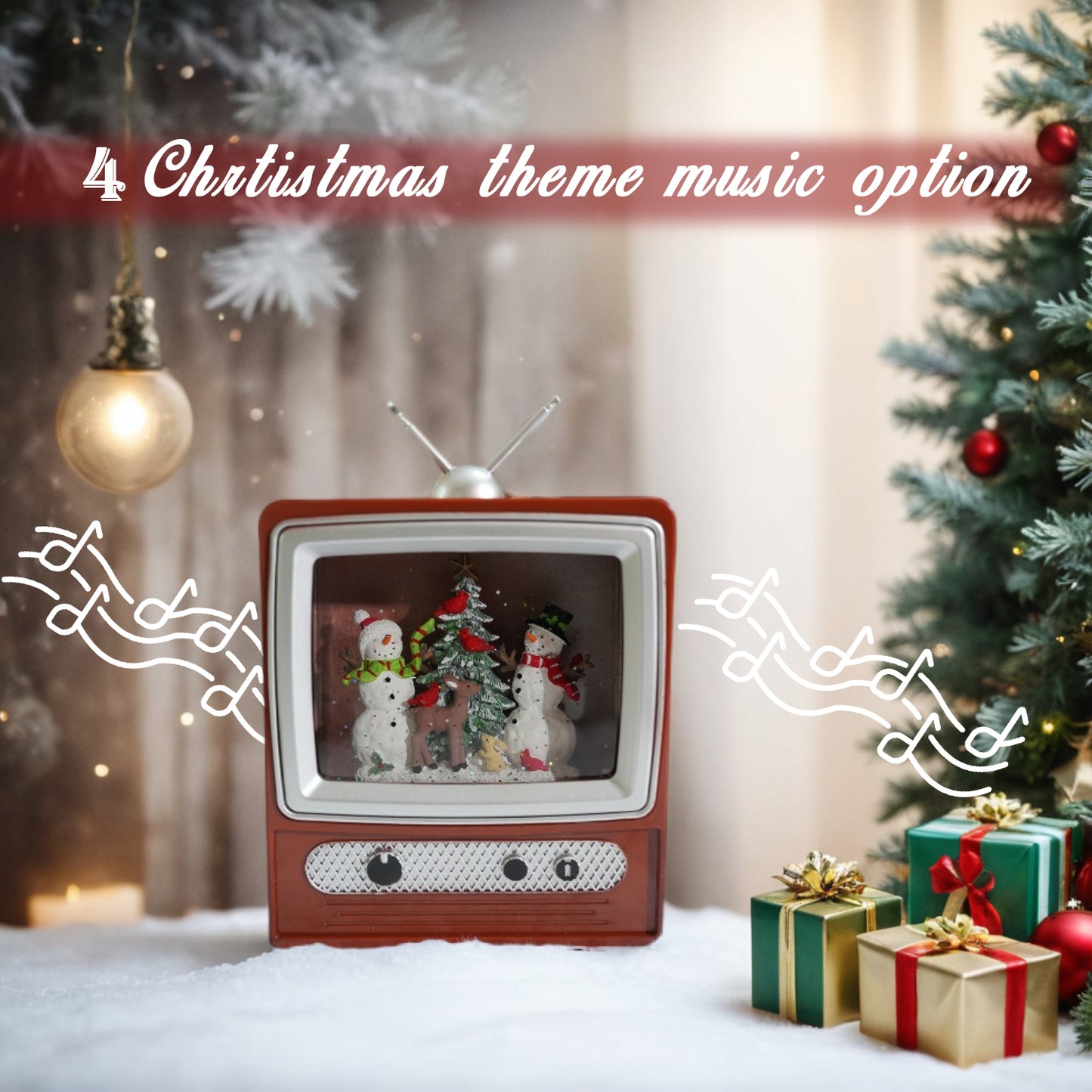 SINT Christmas Musical Retro Style TV Snow Globe Lantern