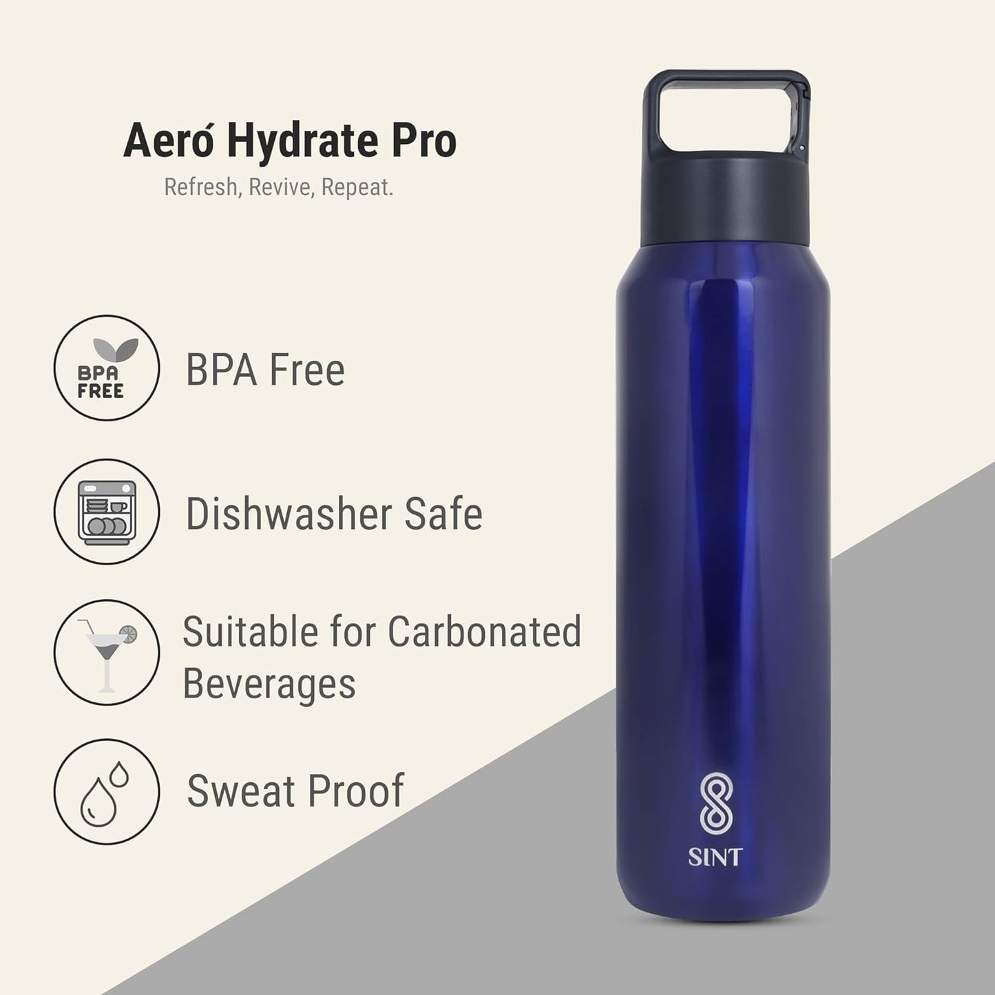 Carbonated Sports Bottle- Leak Proof 27 oz| 800 ML Blue