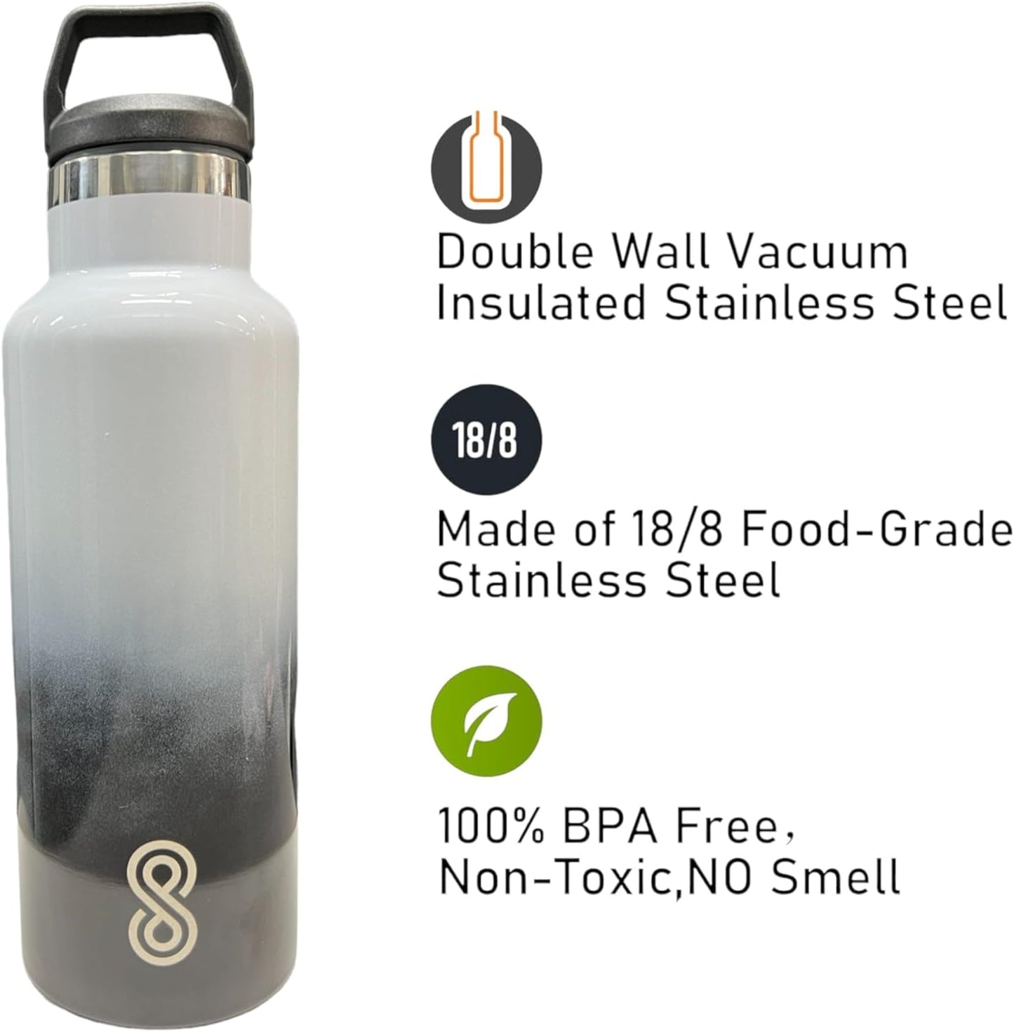 Water Bottle - 17 Oz, Leak Proof - Stainless Steel | Orca