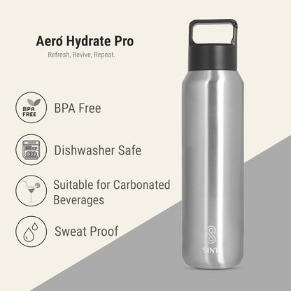 Carbonated Sports Bottle- Leak Proof 27 oz| 800 ML Silver