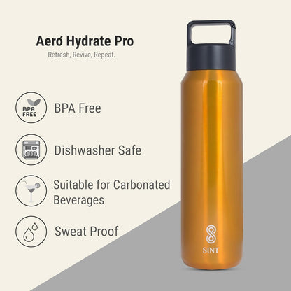 Carbonated Sports Bottle- Leak Proof 27 oz| 800 ML Gold