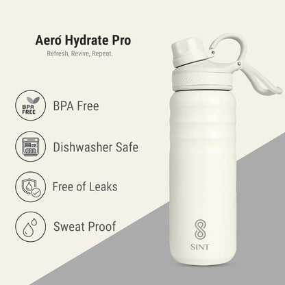 Vacuum Insulated Water Bottle- Leak Proof 24 oz| 700 ML Creamy