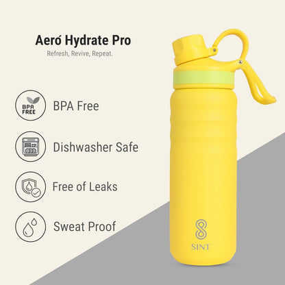 Vacuum Insulated Water Bottle- Leak Proof 24 oz| 700 ML Yellow