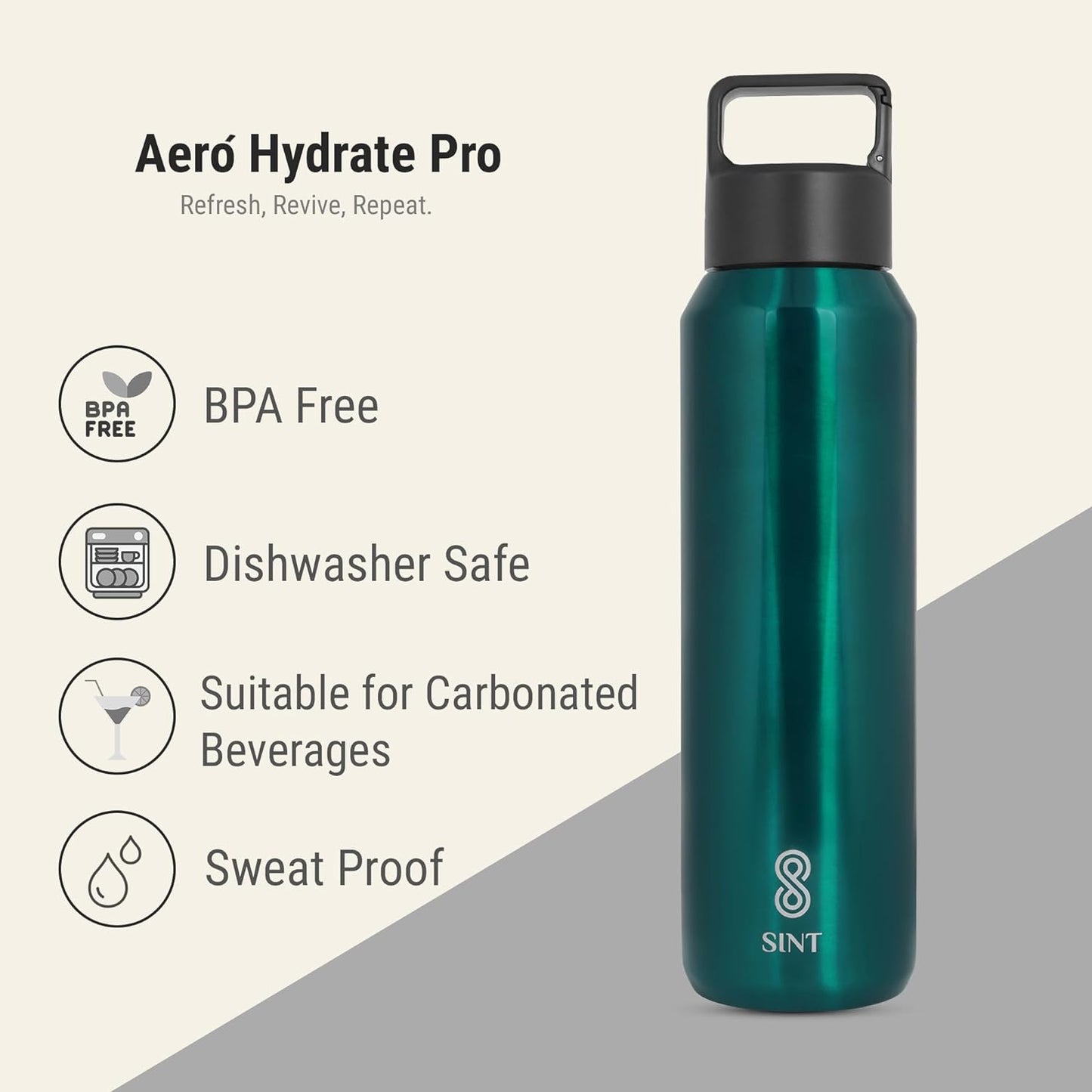 Carbonated Sports Bottle- Leak Proof 27 oz| 800 ML Green