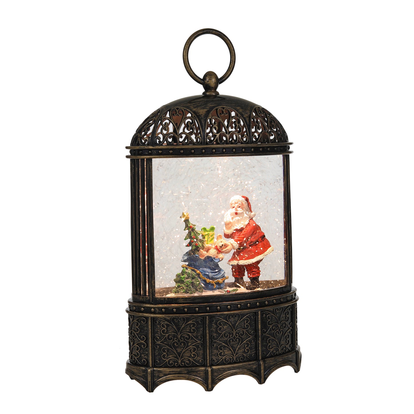 SINT Christmas Vintage Snow Globe Lantern (Santa Claus with Teddy and Gift)