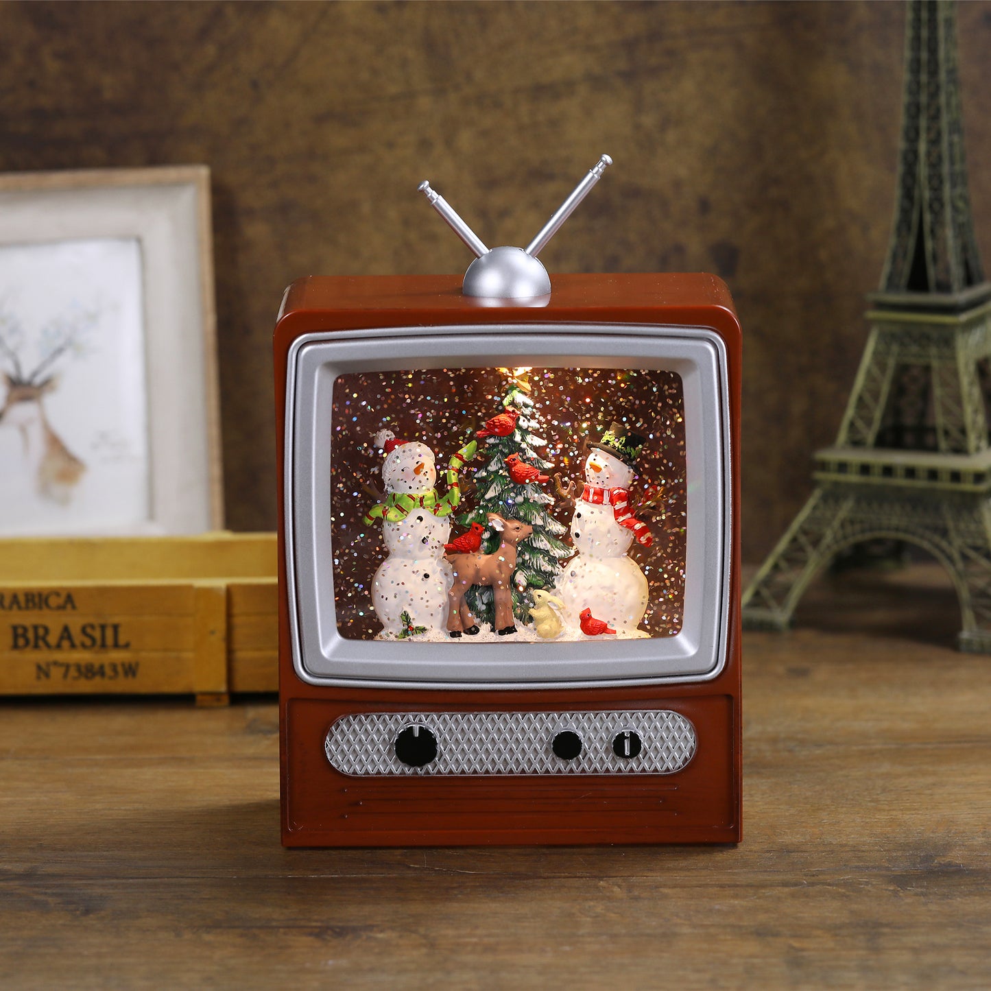 SINT Christmas Musical Retro Style TV Snow Globe Lantern