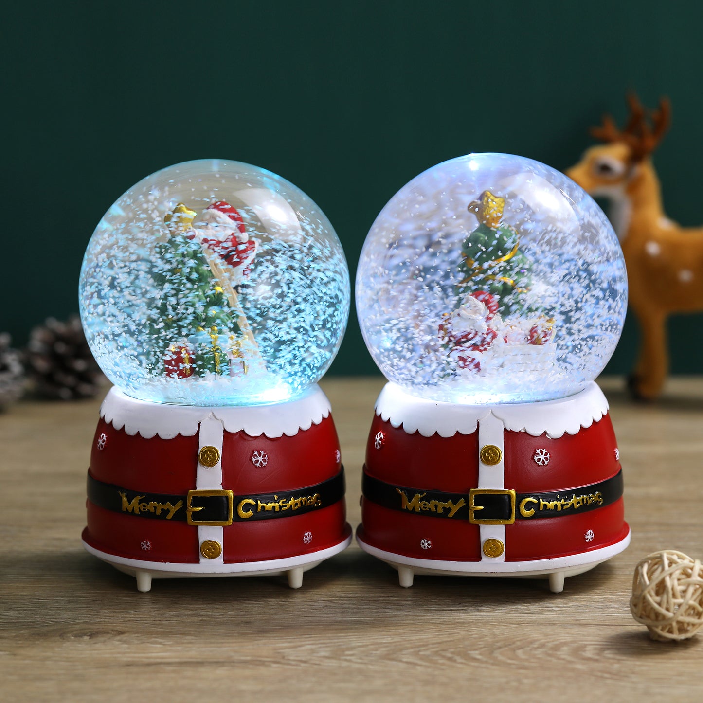 SINT Christmas Musical Glittering Water Snow Globe | Set of 2