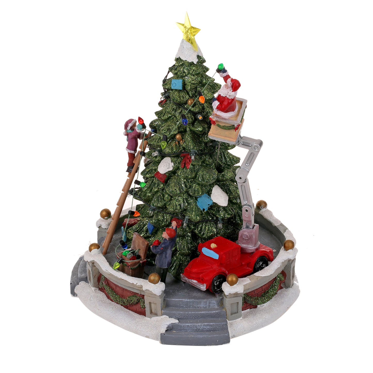 Santa Claus Lighted Battery Operated Musical Tabletop Christmas village Ornament for Home Christmas Decoration