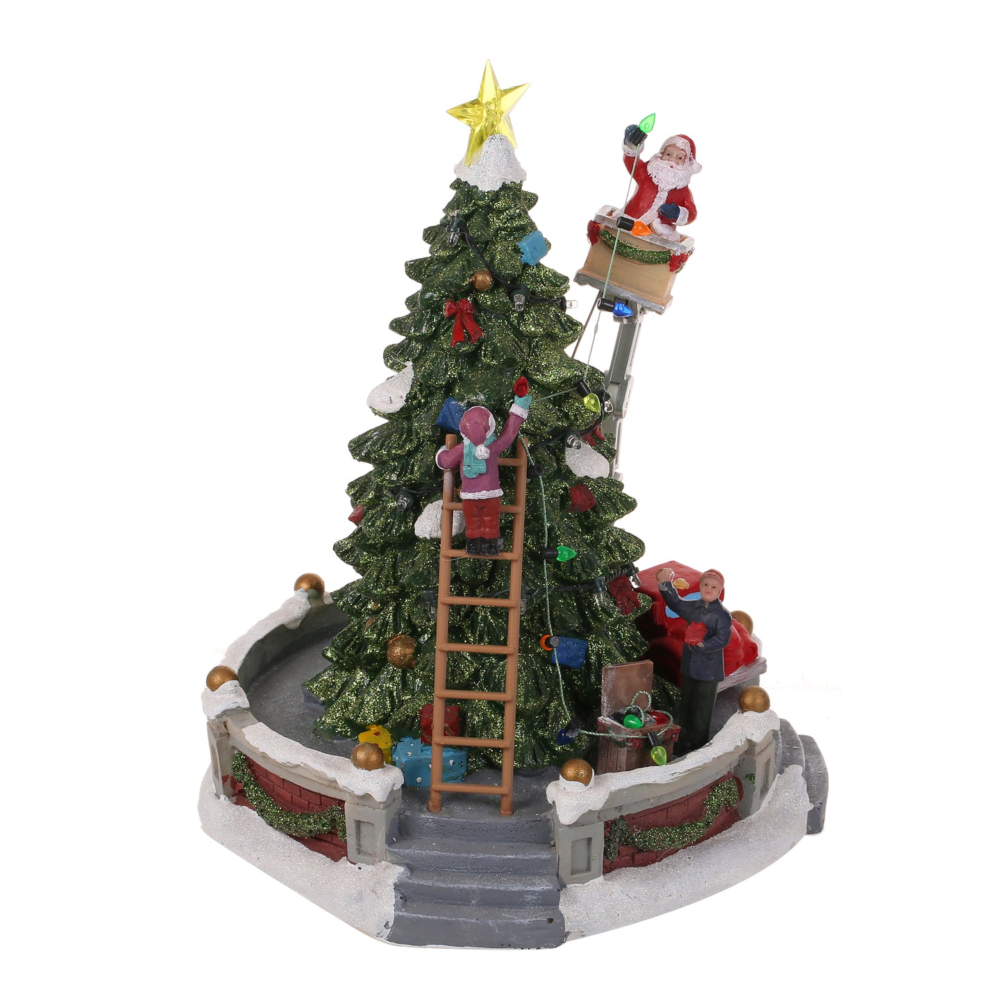 Santa Claus Lighted Battery Operated Musical Tabletop Christmas village Ornament for Home Christmas Decoration