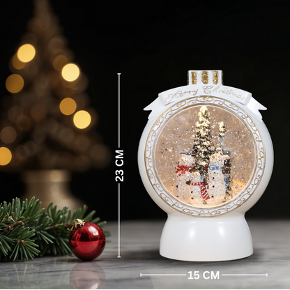 SINT Christmas Musical White Round Snow Globe Lantern for Home Decoration