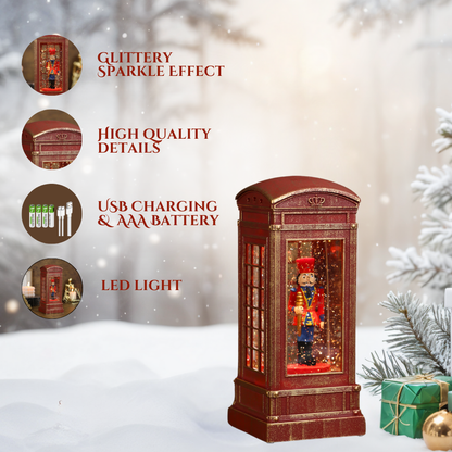 SINT Christmas Musical Phone Booth Snow Globe for Christmas Decoration