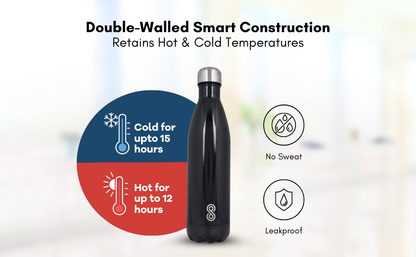 Water Bottle 25 Oz Stainless Steel| 750 ML | Black