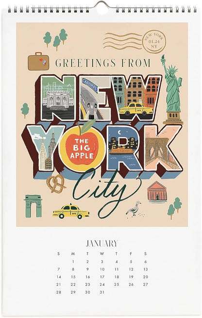 RIFLE PAPER CO. 2024 Greetings From Around the World Wall Calendar