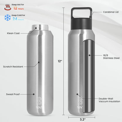 Carbonated Sports Bottle- Leak Proof 27 oz| 800 ML Silver