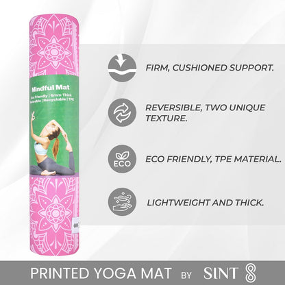 Premium 6mm Print Reversible Yoga Mat- Mandala Bloom