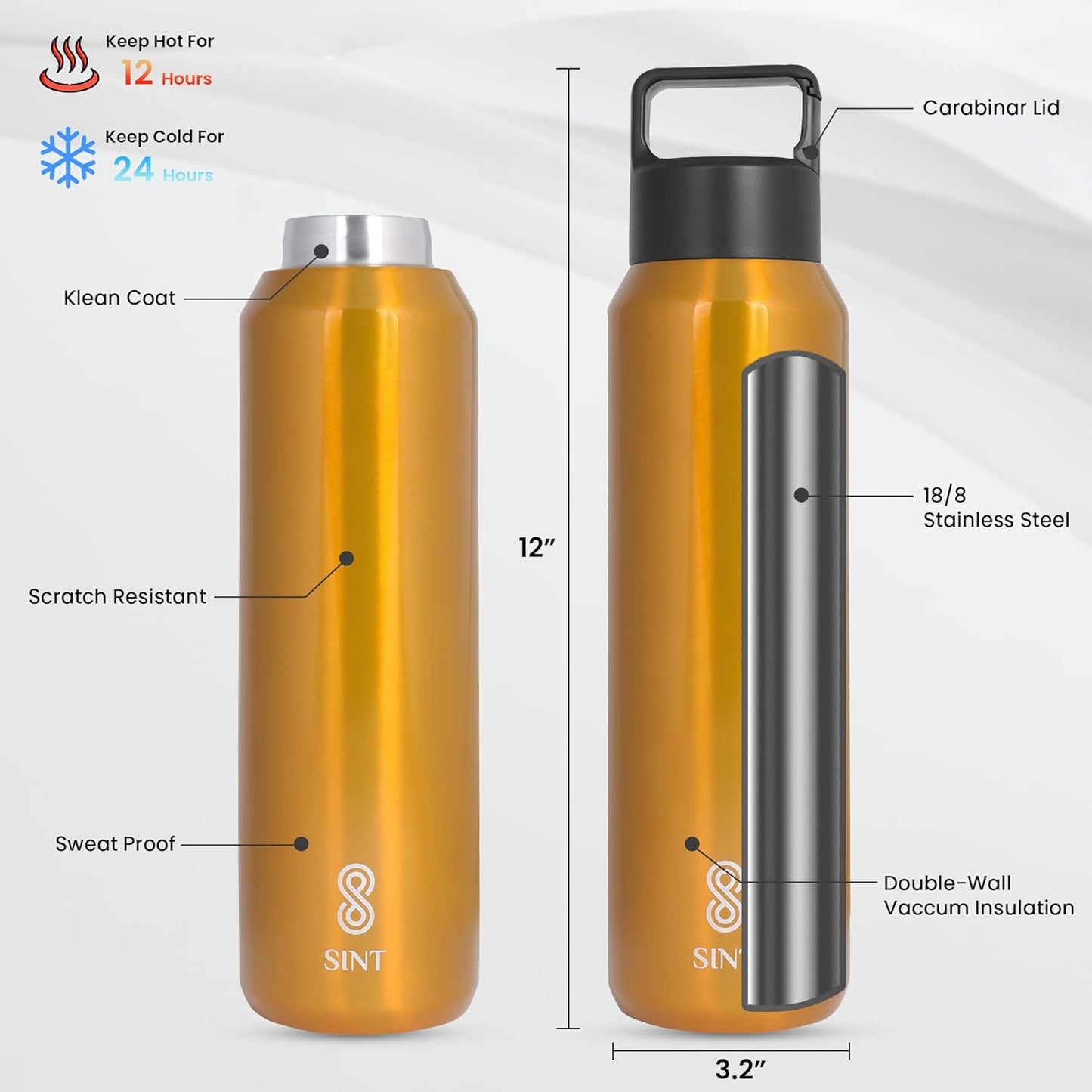 Carbonated Sports Bottle- Leak Proof 27 oz| 800 ML Gold