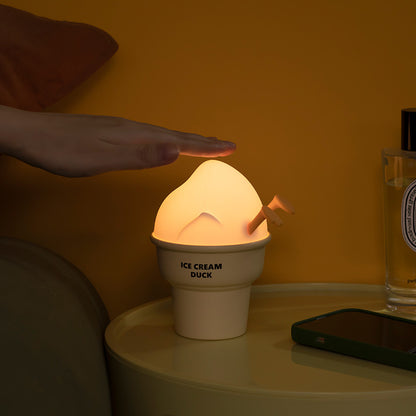 Ice Cream Duck Small Night Lamp Cartoon Ornaments USB Charging Home Decor