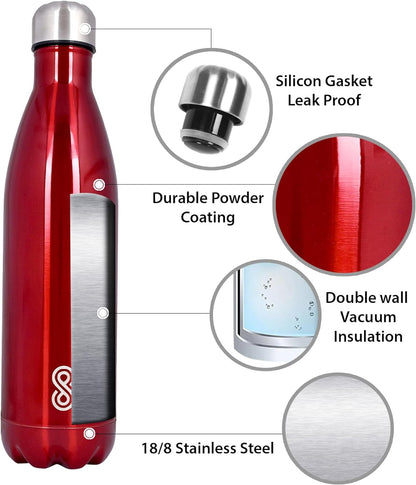 Water Bottle 25 Oz Stainless Steel| 750 ML | Red