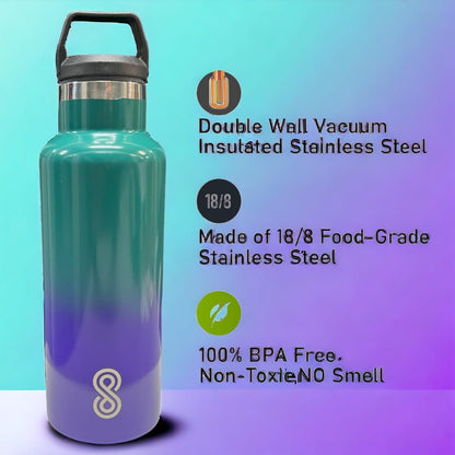 Water Bottle - 17 Oz, Leak Proof - Stainless Steel | Blue Lagoon