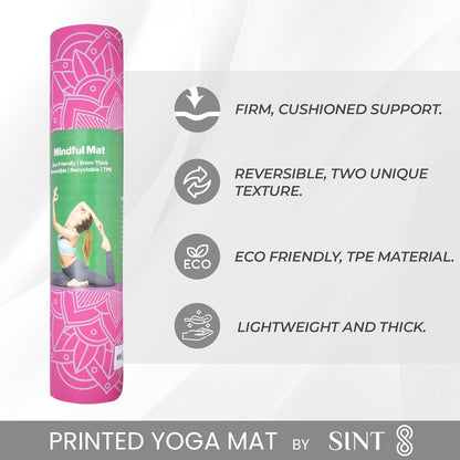 Premium 6mm Print Reversible Yoga Mat- Chakra Blush