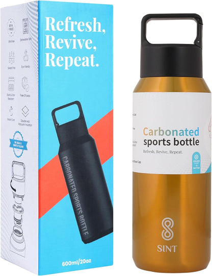 Carbonated Sports Bottle- Leak Proof 20 oz| 600 ML Gold