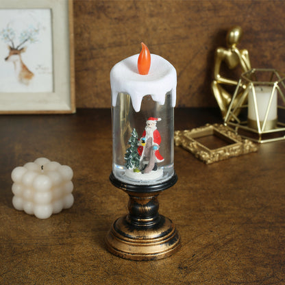 SINT Musical Snow Globe Candlestick Lantern with Santa Claus Scene for Christmas Decoration