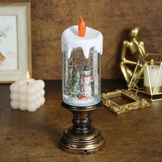 SINT Christmas Musical Lighted Snow Globe Candlestick Lantern