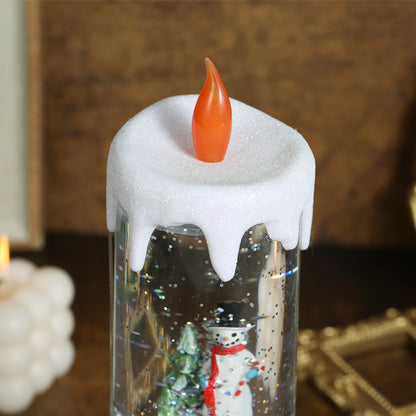 SINT Christmas Musical Snow Globe Candlestick Lantern with Snowman Scene for Christmas Decoration