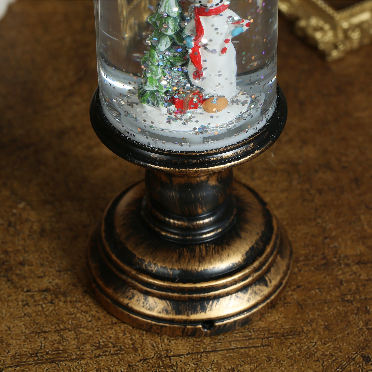 SINT Christmas Musical Snow Globe Candlestick Lantern with Snowman Scene for Christmas Decoration