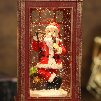 SINT Christmas Musical Phone Booth Snow Globe with Santa on Phone Scene for Christmas Decoration