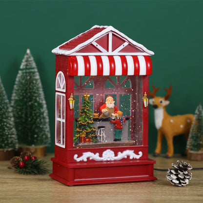 SINT Christmas Musical Coffee Shop Snow Globe with Santa Claus Scene for Christmas Decoration