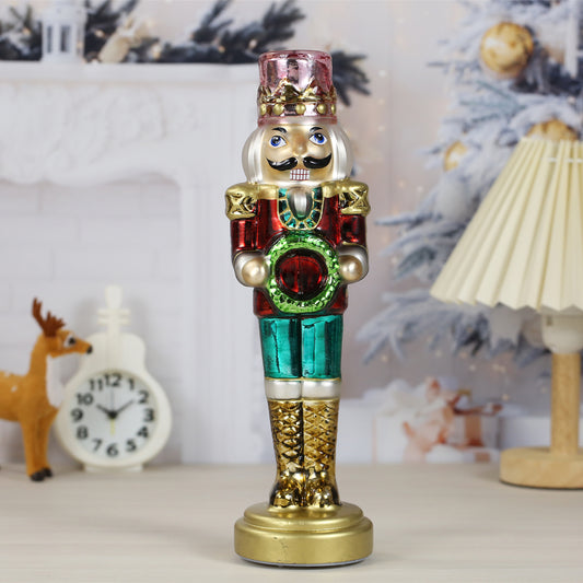 SINT Green Color Glass Lightup Nutcrackers Figurine Ornaments Christmas Decoration