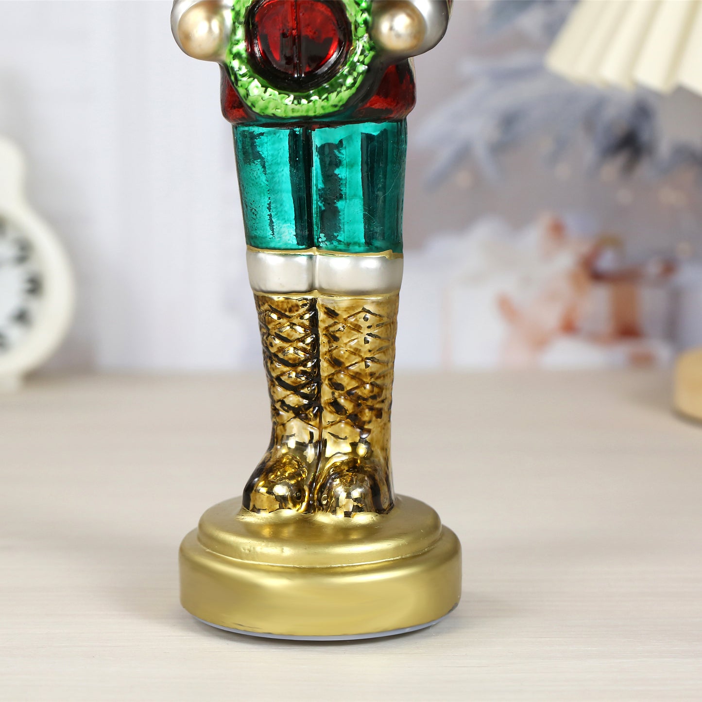 SINT Green Color Glass Lightup Nutcrackers Figurine Ornaments Christmas Decoration