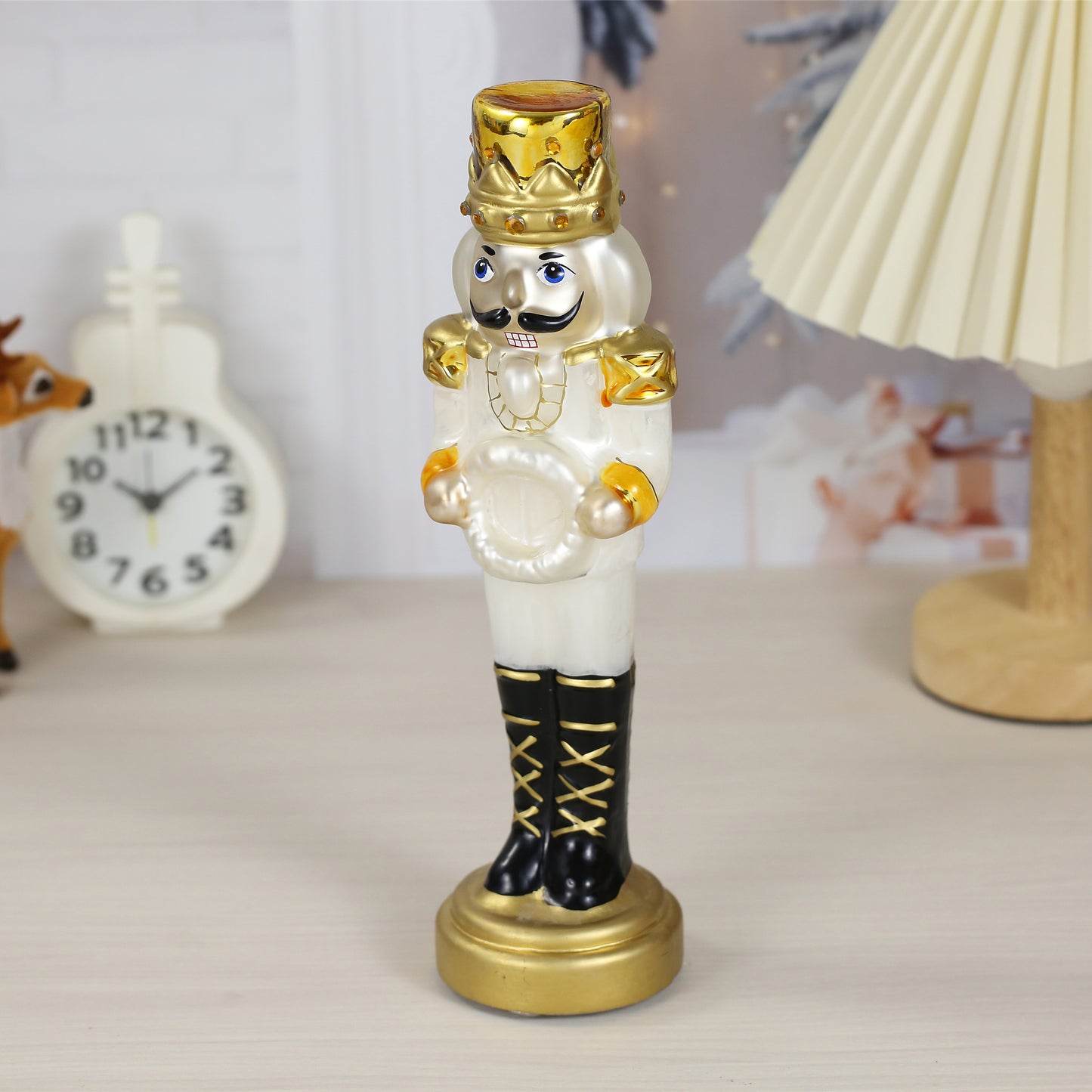 SINT White Color Glass Lightup Nutcrackers Figurine Ornaments for Christmas Decoration