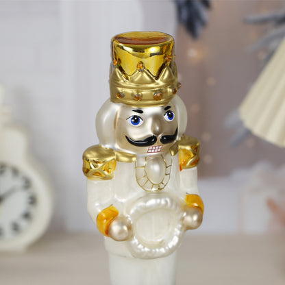 SINT White Color Glass Lightup Nutcrackers Figurine Ornaments for Christmas Decoration