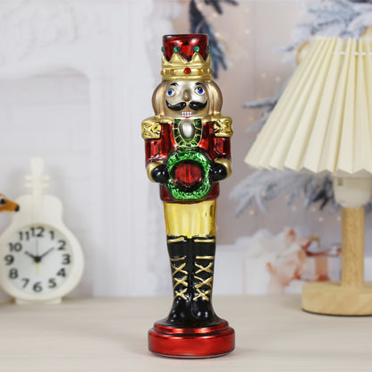 SINT Red Color Glass Lightup Nutcrackers Figurine Ornaments for Christmas Decoration