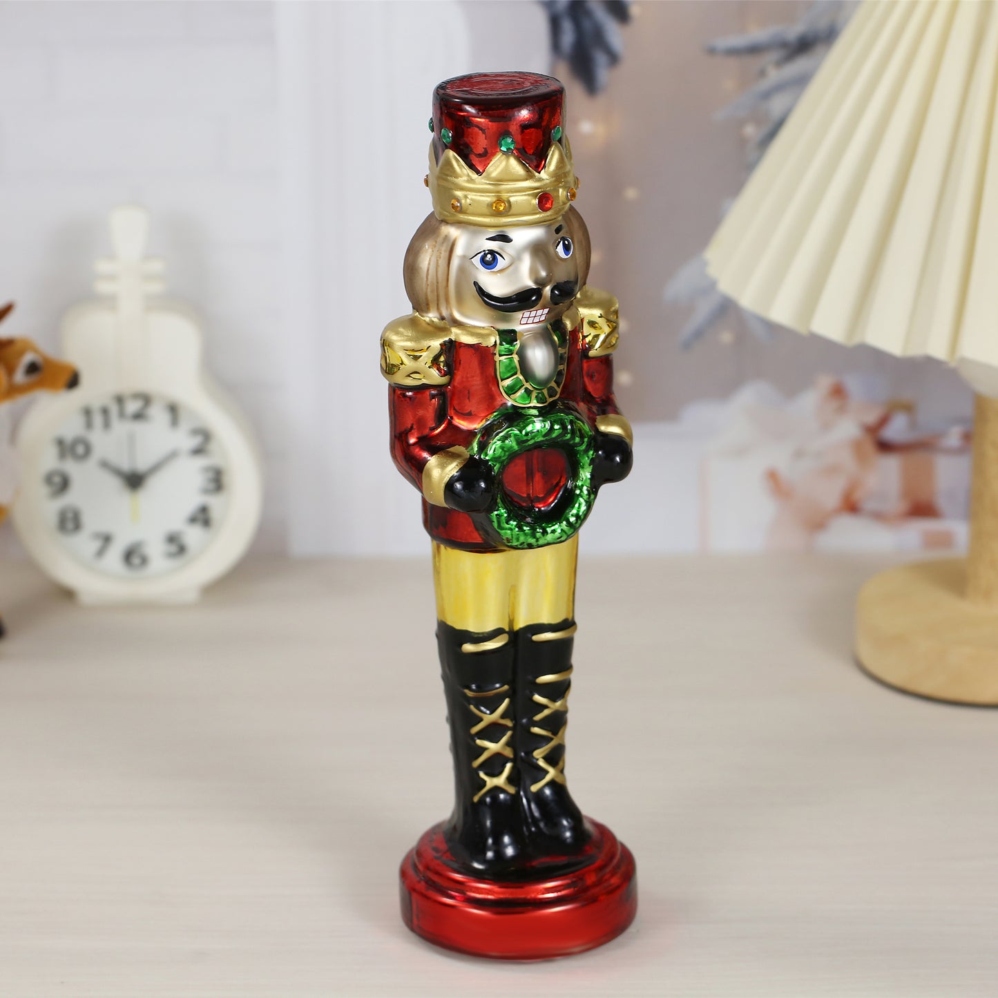 SINT Red Color Glass Lightup Nutcrackers Figurine Ornaments for Christmas Decoration