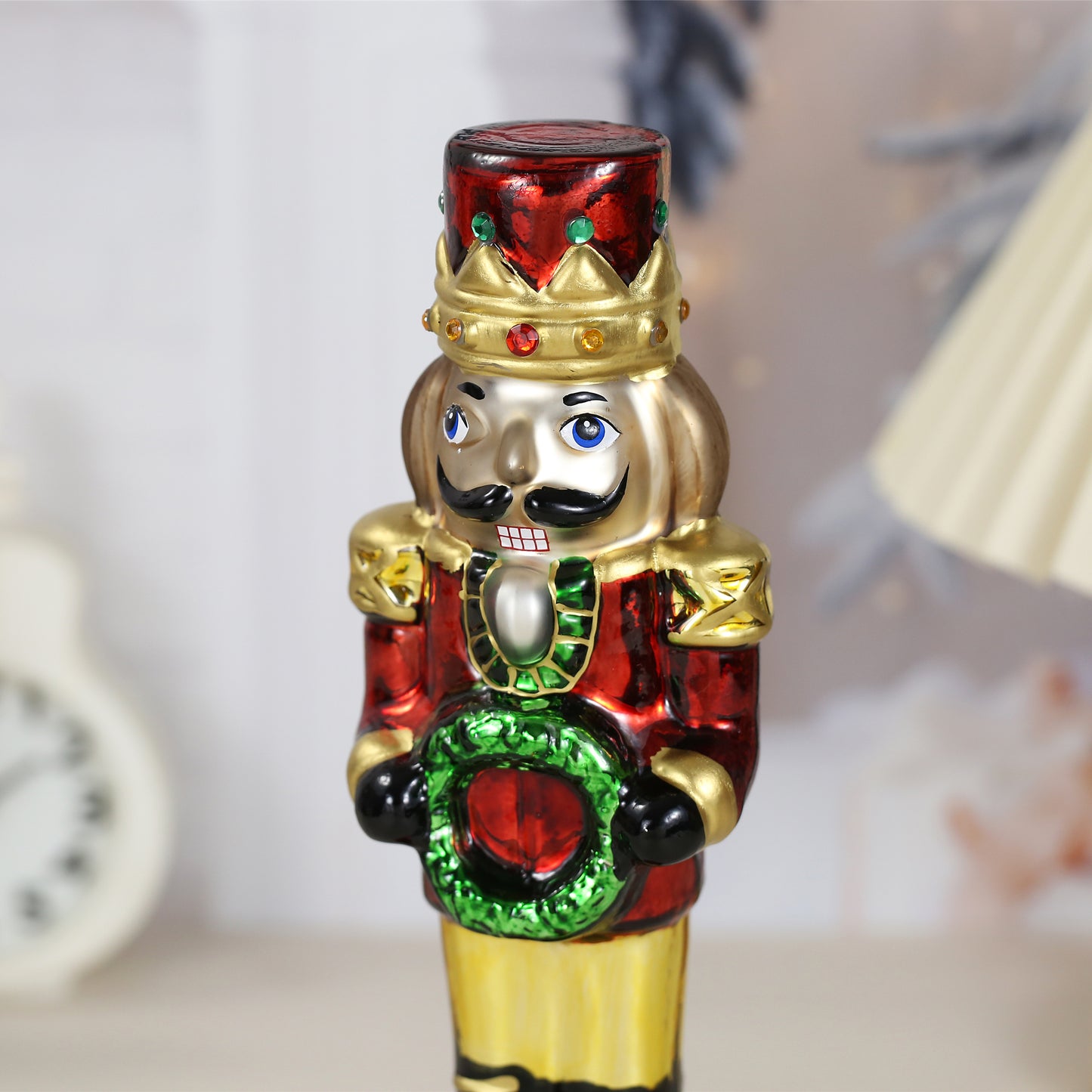 SINT Red Color Glass Lightup Nutcrackers Figurine Ornaments for Christmas Decoration