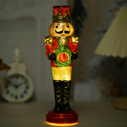 SINT Red Color Glass Lightup Nutcrackers Figurine Ornaments for Christmas Decoration