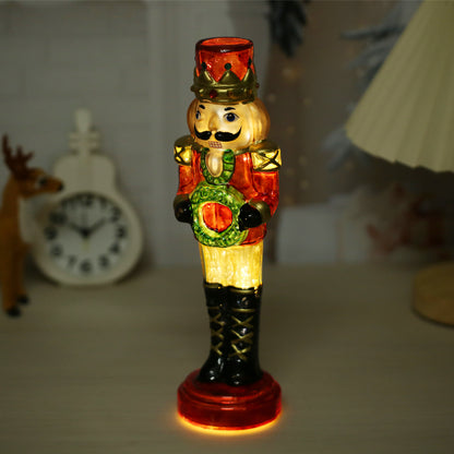 SINT Red Color Glass Lightup Nutcrackers Figurine Ornaments for Christmas Decoration