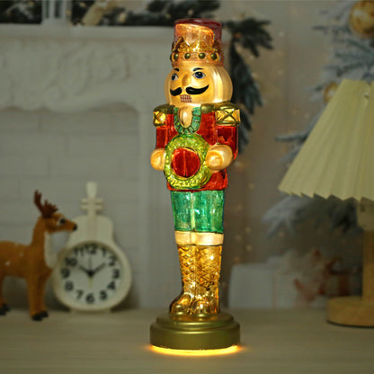 SINT Green Color Glass Lightup Nutcrackers Figurine Ornaments Christmas Decoration