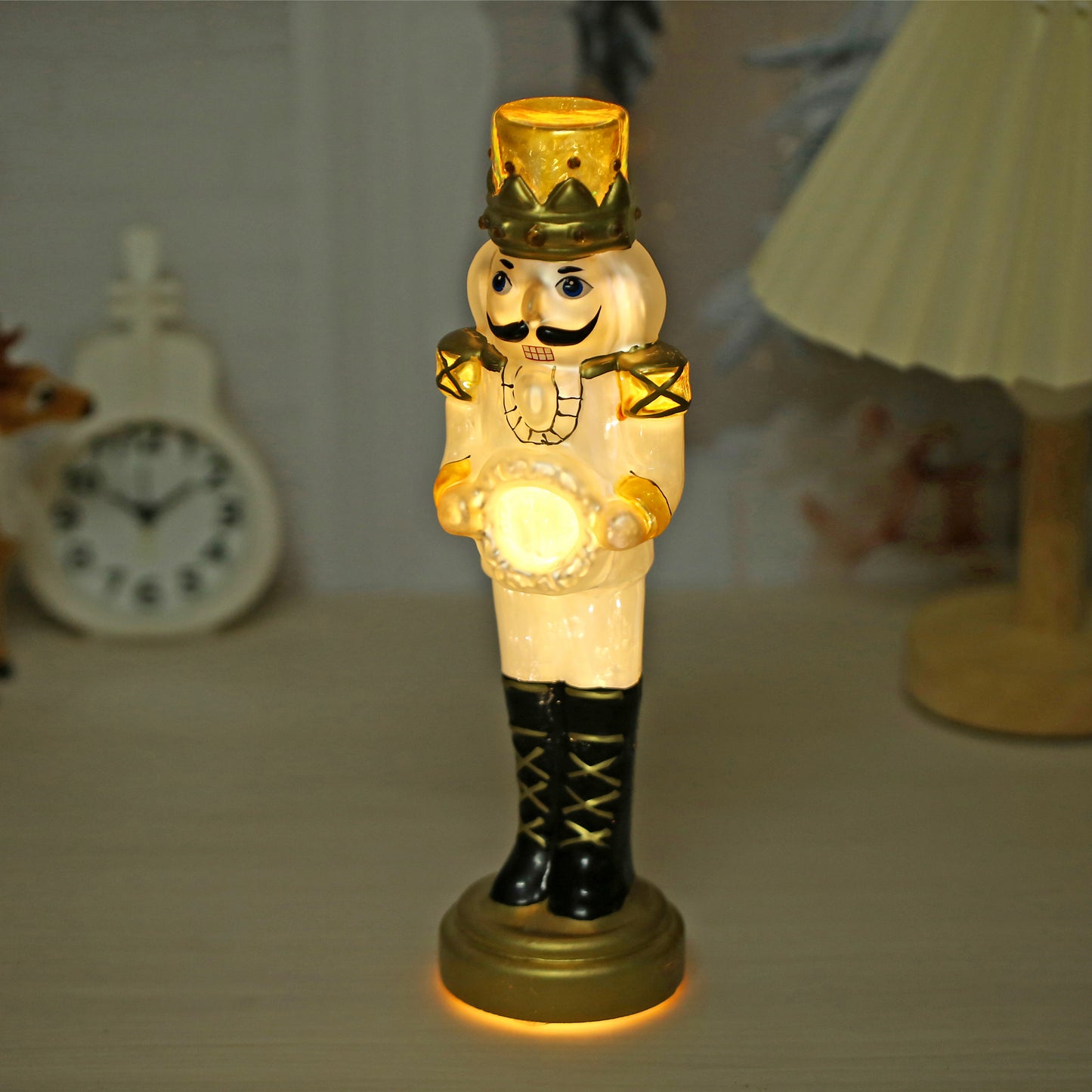 SINT White Color Glass Lightup Nutcrackers Figurine Ornaments for Christmas Decoration