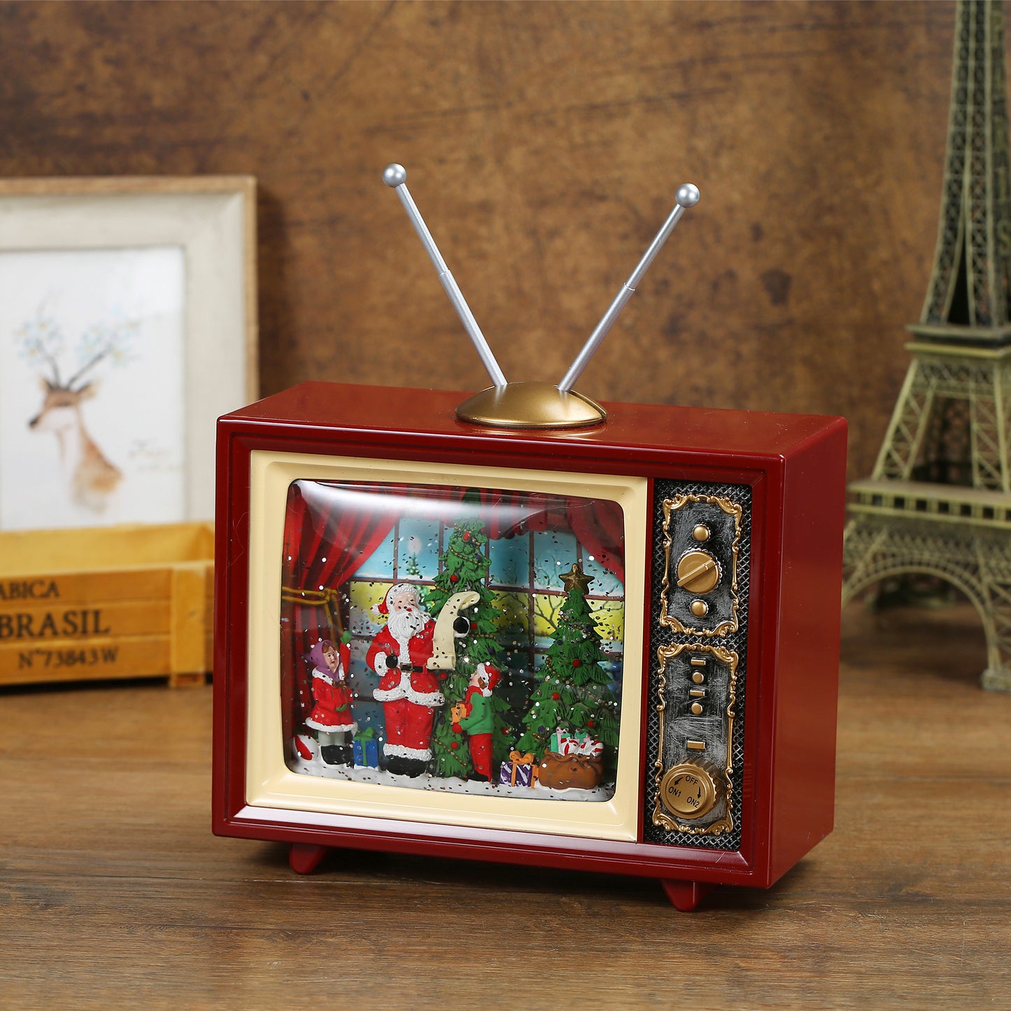 SINT Christmas Musical Retro Style TV Snow Globe Lantern