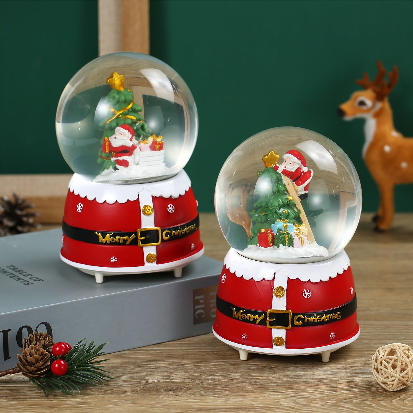 SINT Christmas Musical Glittering Water Snow Globe | Set of 2