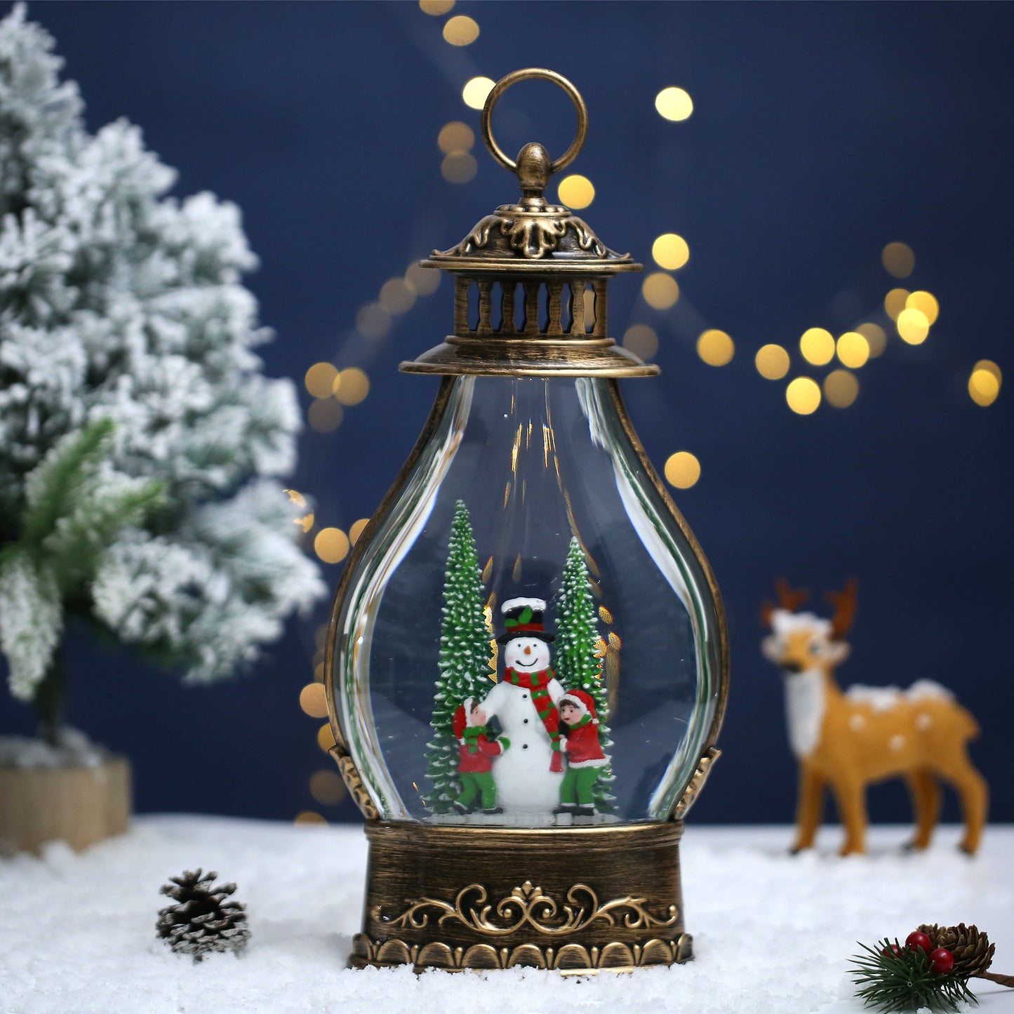 SINT Christmas Musical Snow Globe Spinning Water Glittering Lantern