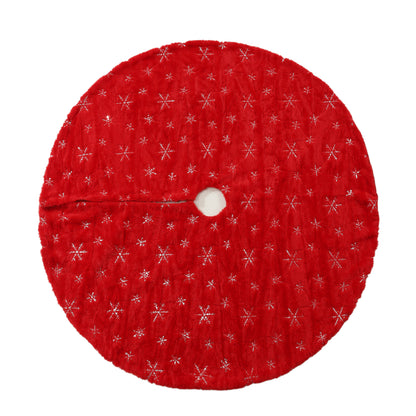 SINT 48 Inch Large Red Chritsmas Tree Skirt with Gold Snowflake